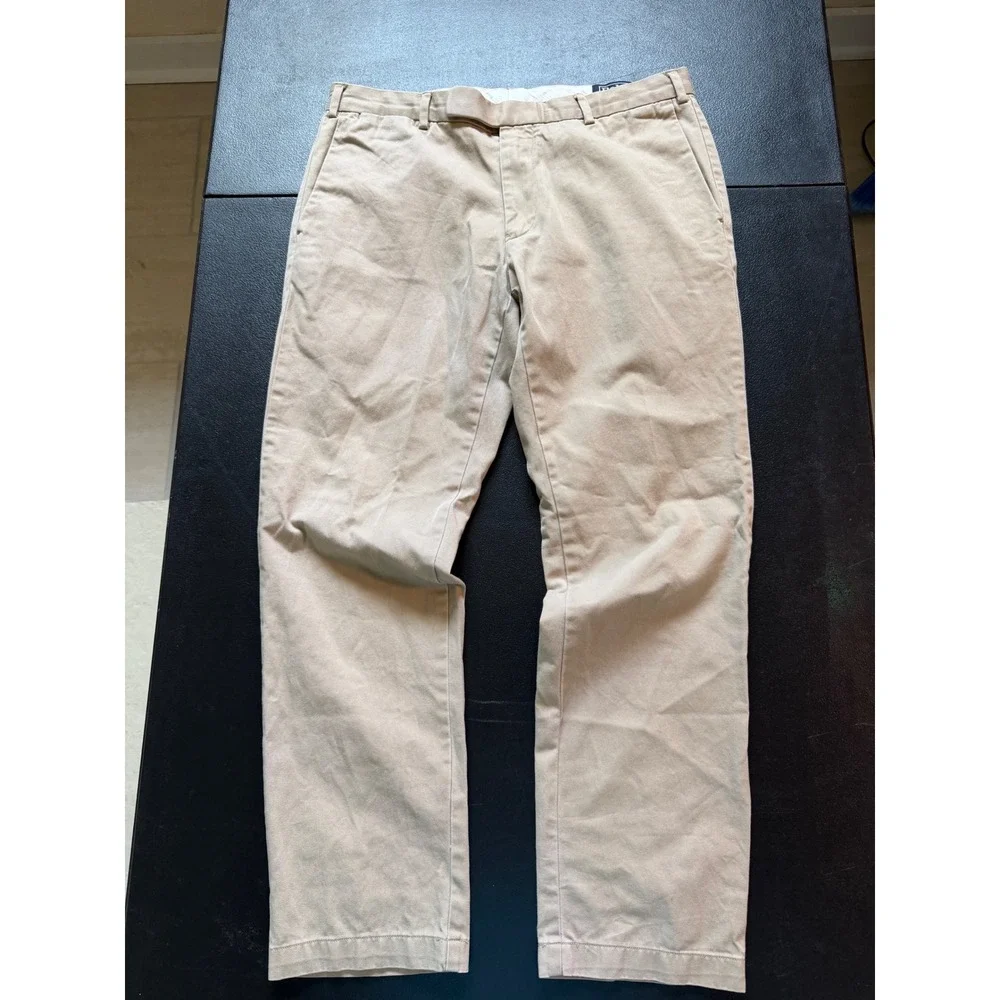 Polo Ralph Lauren Mens Chino Pants 34x30 Khaki Tan Cotton Twill Straight Leg